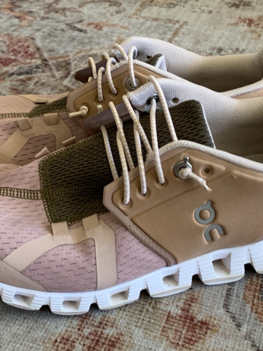 On Running Women's Sneakers in Light Pink and Olive size 7